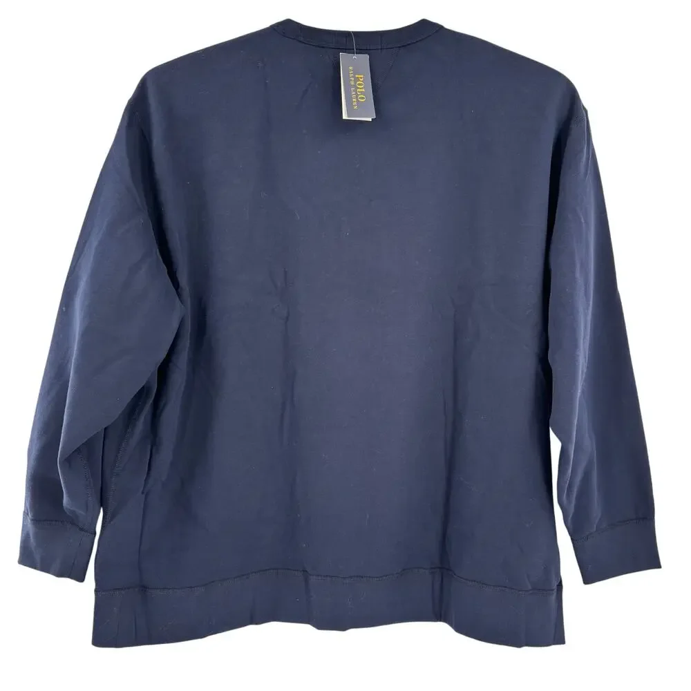 Polo Ralph Lauren 4XB Navy Blue Crewneck Long Sleeve Embroidered Sweater NWT